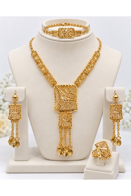 Gold Replacement Set with Geometric Decorative Design – 21 Carat Gold Plated