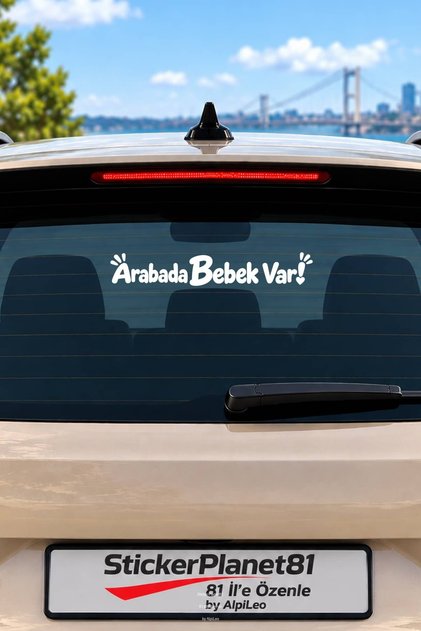 ARABADA BEBEK VAR! Oto Cam Sticker Kesim Folyo Araç Etiketi 30X6 cm