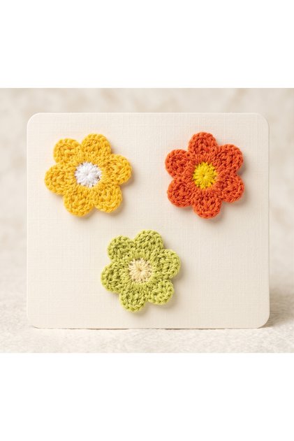 Set of 3 Knitted Flower Figured Hairless Baby Clips
