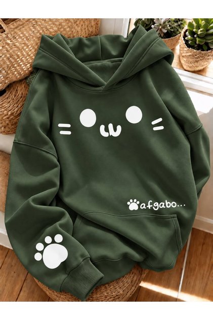 Unisex Erkek/Kadın KAPUŞONLU Renkli Pamuklu Oversize Sweatshirt