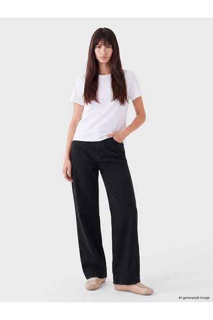 Alita City Farkıyla Xside Black Denim Straight Wideleg High Waist Wide Leg Women's Jean Pants