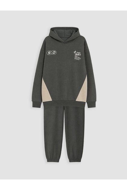 Peak New Season Green Printed Hooded Boys' Tracksuit Set