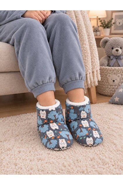 Çocuk Panduf, Desenli, Sıcacık Unisex Ev Ayakkabısı, Patik, Bebek Ev Botu