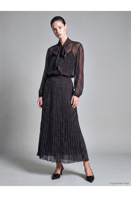 Alita City with a Difference in Color, Lcw Studio Brown Polka Dot Long Women's Skirt