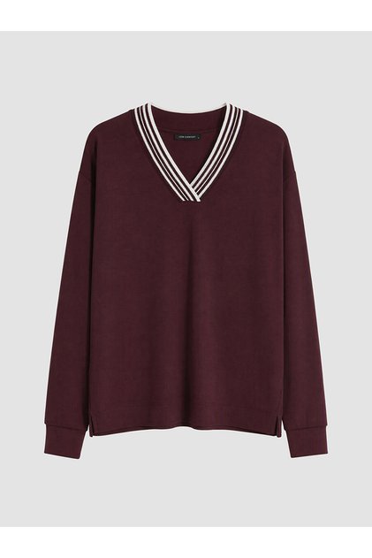 Two Mt Shop Quality Lcw Everyday Plum Soft Touch Oversize Women's Sweatshirt