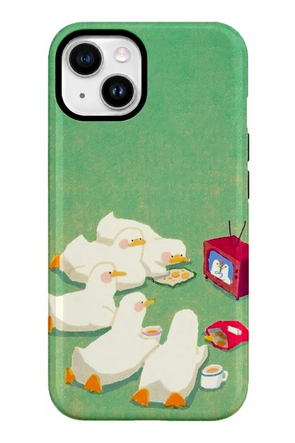 iPhone 13 Compatible - Enjoyable Ducks, Double Layer Tough Cover, Glossy Surface Protective Case