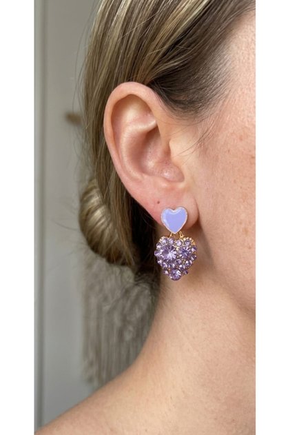 Xuping Lilac Heart Purple Crystal Heart Dangle Earrings - Elegant Non-Tarnish Anti-Allergic Vintage Fadeless Stylish Gift New Season Women's Earrings