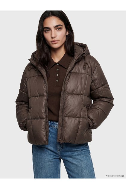 Texx Store Quality Lcw Vision Brown Hooded Women's Inflatable Coat