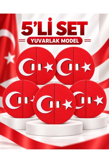 Ay Yıldız Gösteri Panosu Yuvarlak Model - 5'li Set 29 Ekim 23 Nisan Gösteri Plakası Ayyıldız Bayrak