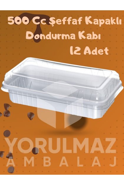 🍨 500 CC Şeffaf Kapaklı Dondurma & Meze Kabı | Kullan At Gıda Kabı 12 Adet