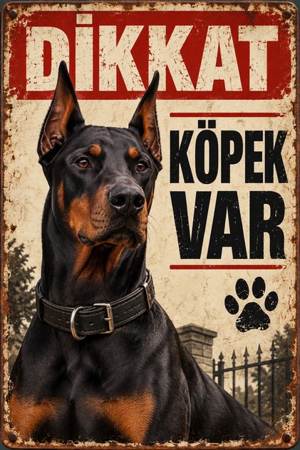 Doberman Beware of Dog Metal Sign Retro Decorative Warning Sign 15X20 cm