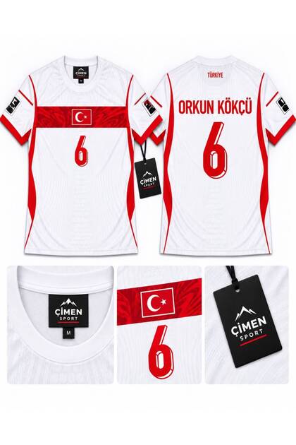 Türk Bayraklı Ay Yıldızlı Orkun Kökçü Yazılı Futbol Mikro T-shirt