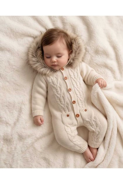 100% Knitwear Unisex Furry Baby Jumpsuit