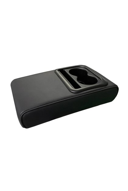B Car Armrest Box Cushion, Auto Center Console Armrest Cushion With 2 Cup Holder PU Leather Armrest