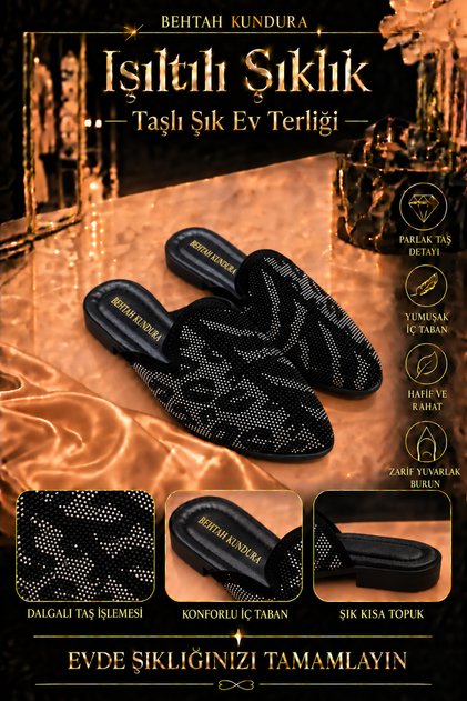 Women's Stoned House Slippers Women's Slippers Dowry Bridal Slippers Winter Slippers Guest Slippers