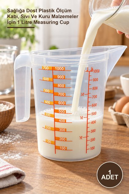 1 Piece Special Measuring Cup – Health-Friendly Plastic Measuring Cup, 1 Liter Measuring Cup for Liquid and Dry Ingredients