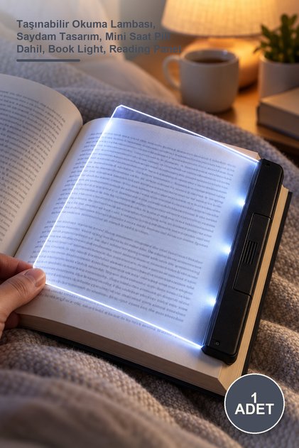 1 Piece Book Reading Panel – Portable Reading Lamp, Translucent Design, Mini Clock Battery Included, Book Light, Reading Panel