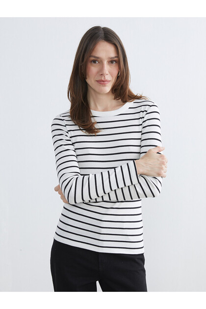 Women's Striped Crew Neck Bodysuit
