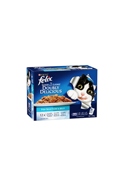 Purina Felix As Good As It Looks Doubly Delicious Fish Selection Wet Cat Food in Jelly for Adult Cats