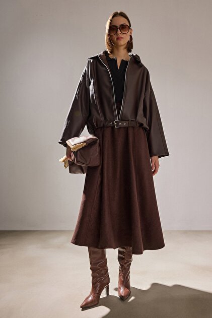 Suede Flared Skirt