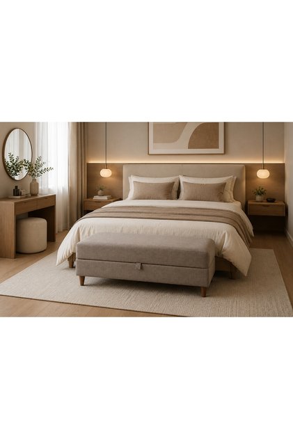 EVA SERİSİ SANDIKLI PUF, KREM