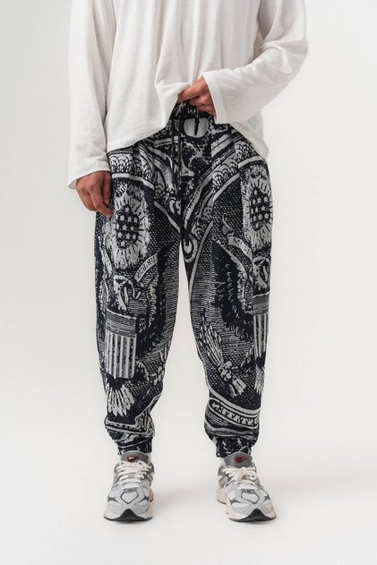 Engrave Motif Patterned Pleated Shalwar with Elastic Waist and Cuffs