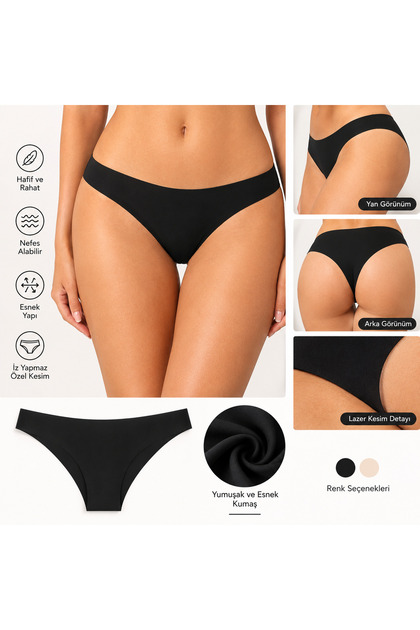 Lazer kesim bikini kilot (siyah )