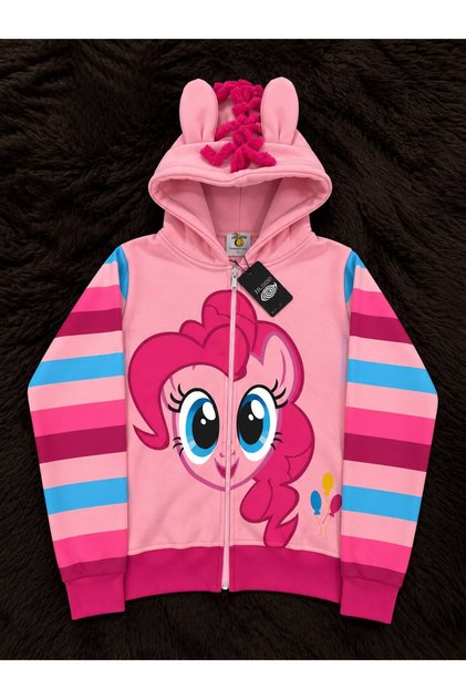 My Little Pony Pinkie Pie Desenli Kapüşonlu Fermuarlı Sweatshirt