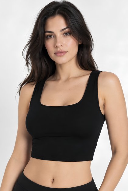 Women's Modal Fabric Wide Strap Crop Tank Top with Chest Pads | Daily Crop Athlete | Wide Strap Women's Top | Modal Fabric Short Tank Top | Simple Design Crop | Casual Women's Tops | Modern Short Tank Top C801-010