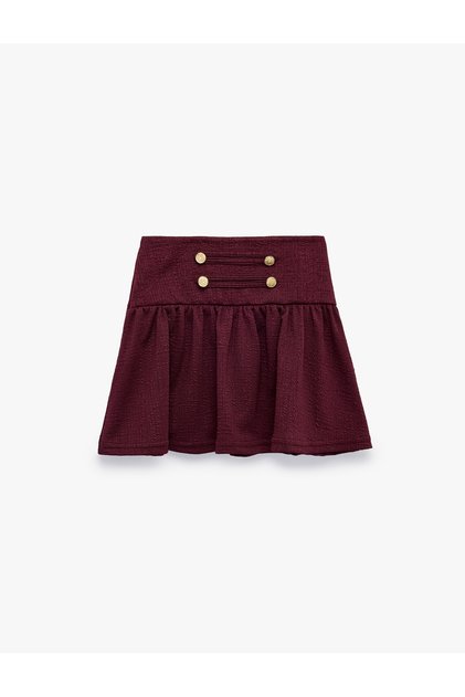 Fancy Buttoned Pleated Skirt
