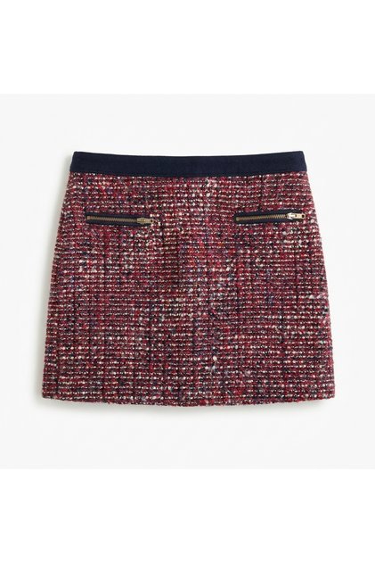 Red Navy Blue Tweed Mini Skirt