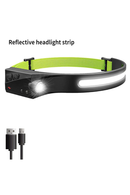 B 1PC COB LED Headlamp Sensor Headlight with Built-in Battery Flashlight USB Rechargeable He