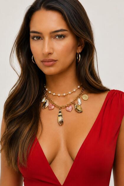 Coral and Sea Themed Charm Pendant Necklace for Women