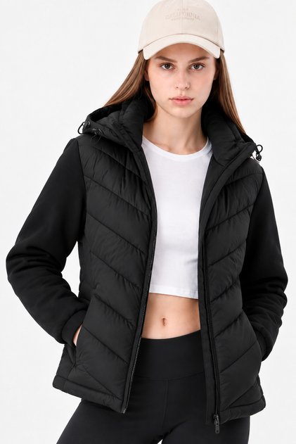 Contrast Hooded Puffer Jacket