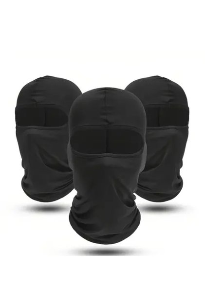 black 3 Pieces Quick-dry Balaclava Sports Full Face Mask Soft Breathable Beanies Cycling Helmet Line