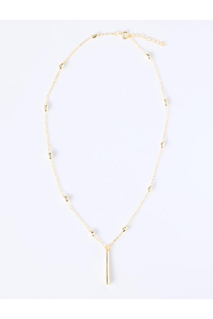 Gold Color Bar Accessory Detailed Y Necklace
