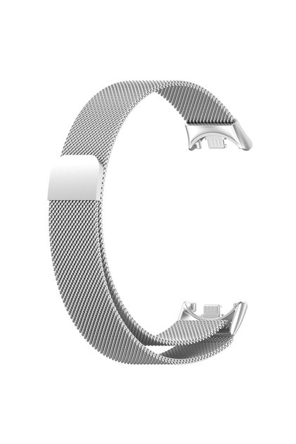 Xiaomi Smart Band 11 ile Uyumlu Kordon Manyetik Metal Hasır Kayış Gümüş