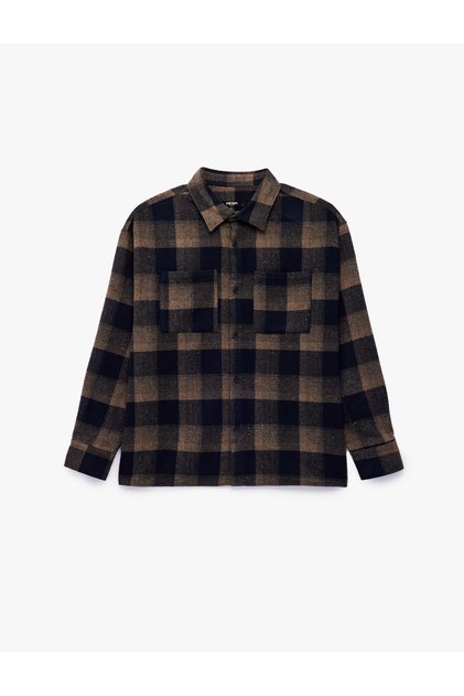 Plaid Regular Fit Classic Collar Long Sleeve Lumberjack Shirt with Pockets