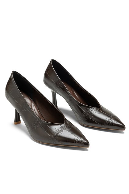 Women's High Heels Crocodile Leather Patterned Evening Dress Shoes Heeled Shoes Stiletto