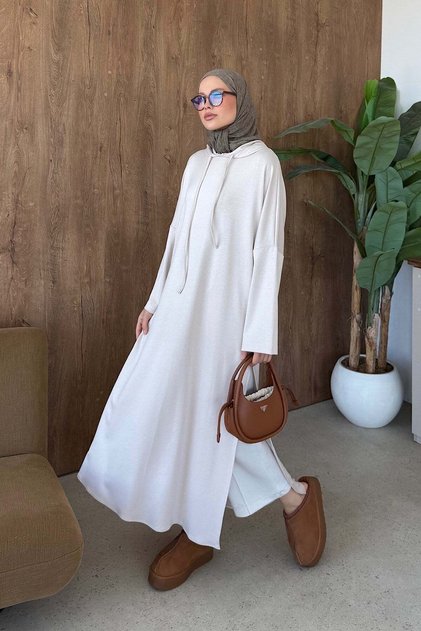 Slit Long Sweat Dress Beige