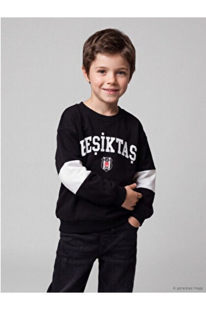 Black Beşiktaş Licensed Men's Sweatshirt