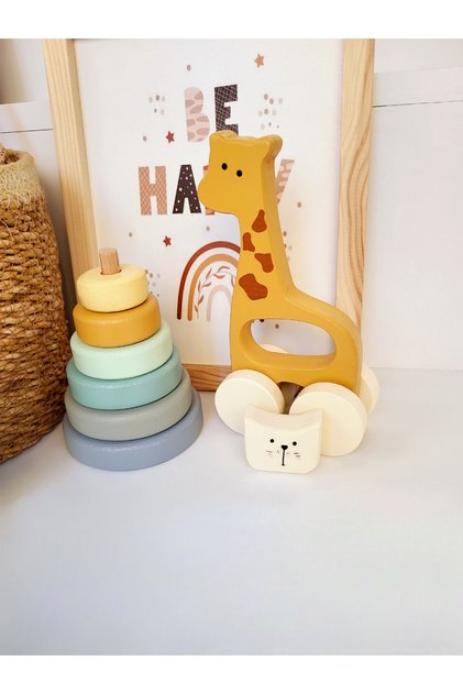 KEDİ KULE +SEVİMLİ ZÜRAFA SET BEBEĞİMİN İLK OYUNCAPI AHŞAP OYUNCAK BEBEK HEDİYELİK BEBEK ODASI DEKOR MONTESSORİ