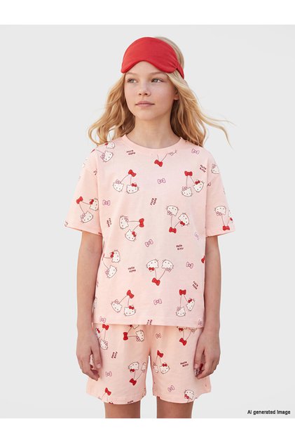Ozmarka New Season Pink Licensed Crew Neck Girls' Pajama Set