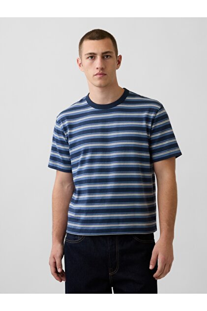 Erkek Lacivert Heavyweight Crop T-Shirt