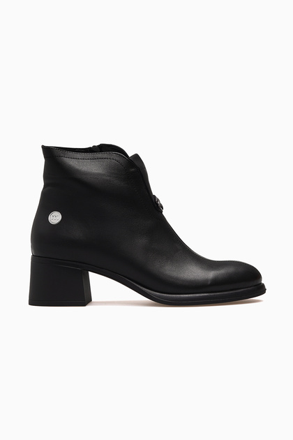 Women's Thick Heeled Leather Boots 26K D26Kb-8115 Black