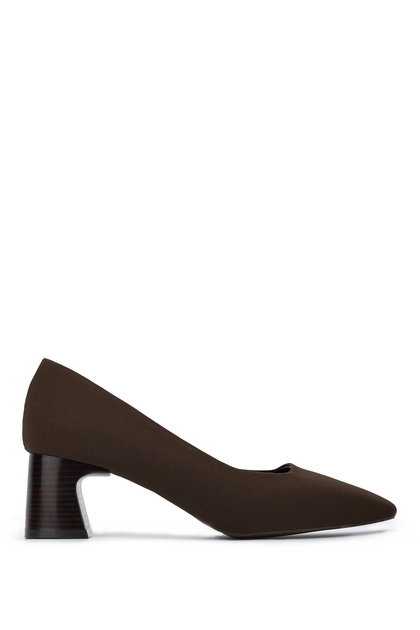 Women's Textile Brown Heeled Shoes