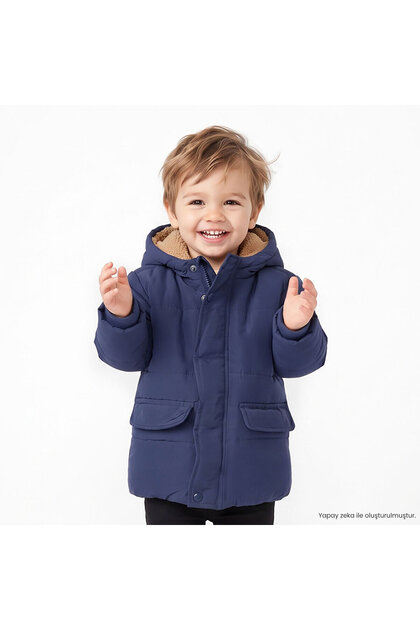 HelloBaby Erkek Bebek Mont Fermuarlı Kapüşonlu Long Sleeve