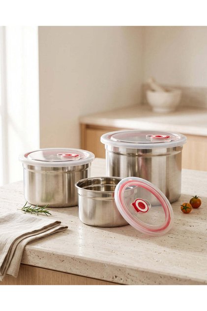 Silver Stainless Steel Canister Set (3 Piece)