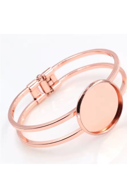 High Quality 20mm Silver Gold Rose Plated Bracelet Base Bracelet Blank Fittings Tray Bezel Setting Cabochon Cameo