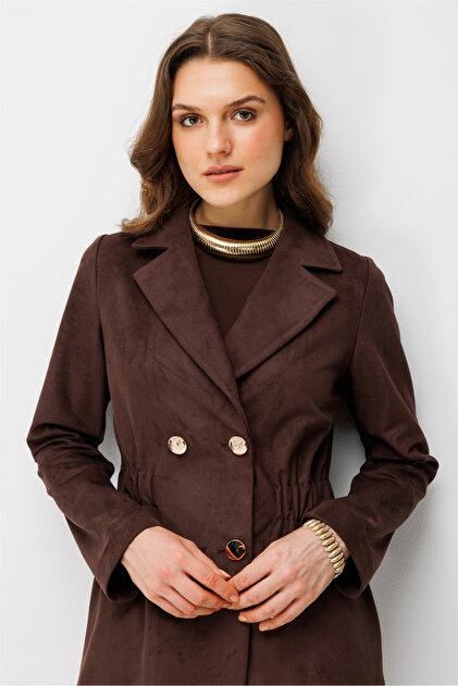 Nubuk Blazer Ceket Kahve